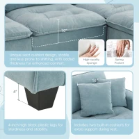 100" Modern L-Shaped Convertible Sectional Sofa with Free Pillows, 4-Seat Sofa for Living Room, 100″ L x 59″ W x 34″ H, Light Blue(m-6)