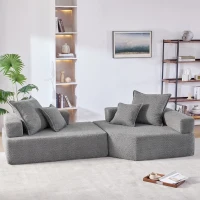 Oversized Modular Sectional Sofa with 2-Piece Free Combination, Spacious Sofa Bed for Living Room, 103.5" L x 47.5" W x 24.5" H, Gray(m-1)