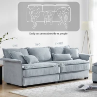 Oversized Luxury Sectional Sofa with Bentwood Armrests, Double Cushions, Ottoman, 4-Seat, L Shape Couch for Living Room, Blue(m-7)