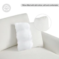 119" x 55" Modern Oversized Sectional Sofa with 2 Free Pillows and Chaise, L-Shaped 5-Seat Chenille Indoor Furniture for Living Room, White(m-7)