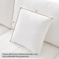 89" x 79" Modern Sectional Sofa with Vertical Stripes and 2 Pillows, 5-Seat Couch with Convertible Ottoman, for Living Room, White(m-7)