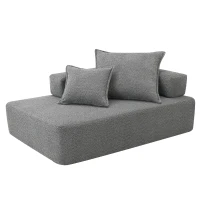 Lounge Frame for Oversized Modular U Shaped Sectional Sofa, Spacious Foam-Filled Sofa Bed for Living Room, 56" L x 36" W x 24.5" H, Gray(m-10)