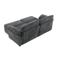 Convertible Sectional Sofa Bed Set with Ottoman, 4-Seat Loveseat for Living Room, Apartment, Office, 81″ L x 55″ W x 32″ H, Gray(m-13)