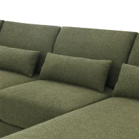 Oversized Deep Seat Sectional Sofa with Reversible Chaise, Loop Yarn Fabric, 5-Seat Couch for Living Room, 120″ L x 61″ W x 33″ H, Green(m-10)