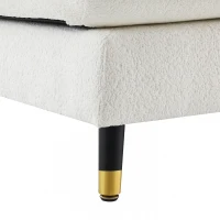 106" L-Shaped Convertible Tufted Sectional Sofa with 4-Seat, Adjustable Legs, Movable Ottoman for Living Room, 106″ L x 66.5″ W x 34″ H, White(m-11)