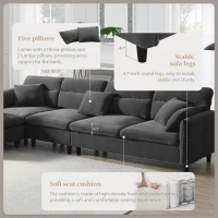 110" Modern L-Shaped Convertible Sectional Sofa with Free Pillows, 5-Seat Indoor Furniture for Living Room, 110″ L x 62″ W x 34″ H, Gray(m-4)