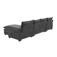 118" x 55" Modern L-Shaped Chenille Cloud Sofa with Double Seat Cushions and Chaise Lounge, 5-Seat Couch for Living Room, Gray(m-13)