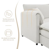 134" Chenille Modular Sectional 6 Seat Sleeper Sofa Bed with Ottomans, Double Cushions, for Living Room, 134″ L x 66″ W x 35″ H, Cream(m-8)