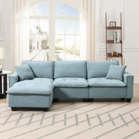 100" Modern L-Shaped Convertible Sectional Sofa with Free Pillows, 4-Seat Sofa for Living Room, 100″ L x 59″ W x 34″ H, Light Blue(m-8)