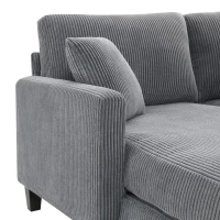 87" x 61" Modern L-Shaped Corduroy Sofa with Reversible Chaise, 4-Seat, Couch with Pillows for Living Room, 87″ L x 61″ W x 33″ H, Gray(m-9)