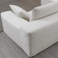 109" x 68" Modern Minimalist Upholstered Sleeper Couch with Square Arms and Pillows, No Assembly Required, Cream(m-12)