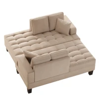 Deep Tufted Upholstered 2-Piece Chaise Lounge Set with Toss Pillows, Foam Cushions, and Track Arms, 64" L x 31.5" W x 33" H, Warm Grey(m-2)