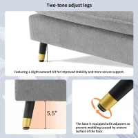 106" L-Shaped Convertible Tufted Sectional Sofa with 4-Seat, Adjustable Legs, Movable Ottoman for Living Room, 106″ L x 66.5″ W x 34″ H, Gray(m-7)