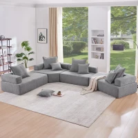 156" Oversized Modular U-Shaped Sectional Sofa with 4 Pieces Free Combination, Convertible Sleeper Couch for Living Room, Gray(m-1)
