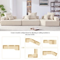 Oversized Modular Sectional Sofa with 3-Piece Free Combination, Convertible Sleeper Couch for Living Room, 151.5" L x 47.5" W x 24.5" H, Beige(m-8)