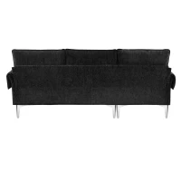 84" Modern Chenille L-Shaped Sofa with Reversible Lounge, 4-Seat, Indoor Furniture with Reversible Chaise and 2 Pillows, Black(m-13)