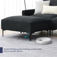 103.5" Modern L-Shaped 4-Seat Velvet Fabric Sectional Sofa Set with Convertible Ottoman, Freely Combinable for Living Room, Dark Grey(m-7)