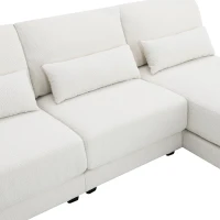 Oversized Deep Seat Sectional Sofa with Reversible Chaise, Loop Yarn Fabric, 5-Seat Couch for Living Room, 120″ L x 61″ W x 33″ H, Cream(m-9)