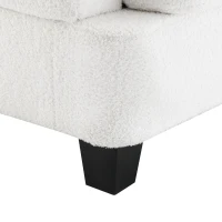 92" x 63" Modern L-Shaped Teddy Velvet Sectional Sofa with Charging Ports, Storage Ottoman and 3 Pillows, for Living Room, Beige(m-11)