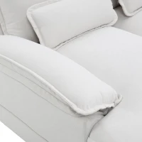 Modern U-Shaped 6-Seat Sectional Sofa with Chaise Lounge, Upholstered Sleeper Couch with Waist Pillows, 110″ L x 55″ W x 33″ H, White(m-9)