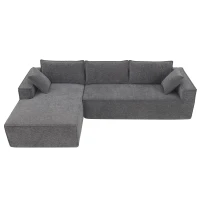 Minimalist Modular Sectional Sofa, Wrinkle-Resistant Chenille, L-Shaped Sleeper, No Assembly Required, 111.5" L x 72" W x 32" H, Gray(m-2)