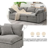 130" x 65" Modern Modular Cloud Sofa Bed with Ottoman, 6-Seat, Convertible U Shaped Sofa for Living Room, Apartment, Gray(m-6)