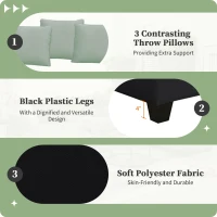 112" x 87" 7-Seater Modular Sofa with Ottoman and 3 Pillows, L-Shaped Fabric Couch Set, Modern Living Room Furniture, Black(m-5)