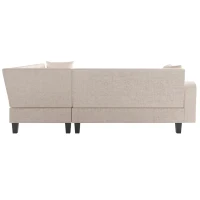 87" Modern Sectional Sofa with Coffee Table, Ottoman, Armrests, 6 Pillows, 6-Seat Couch for Living Room, 87″ L x 87″ W x 30″ H, Beige(m-13)
