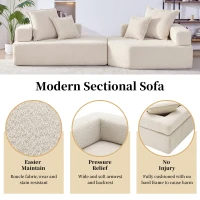 Oversized Modular Sectional Sofa with 2-Piece Free Combination, Spacious Sofa Bed for Living Room, 103.5" L x 47.5" W x 24.5" H, Beige(m-5)