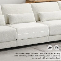 Oversized Deep Seat Sectional Sofa with Reversible Chaise, Loop Yarn Fabric, 5-Seat Couch for Living Room, 120″ L x 61″ W x 33″ H, Cream(m-7)