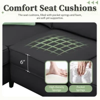 112" x 87" 7-Seater Modular Sofa with Ottoman and 3 Pillows, L-Shaped Fabric Couch Set, Modern Living Room Furniture, Black(m-7)