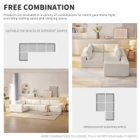 116" Modular L-Shaped Sectional Sofa with 5-Piece Free Combination, Luxury Foam-Filled Sleeper Sofa Bed, 116″ L x 116″ W x 30″ H, Beige(m-8)