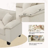Wide Seat Corduroy Modular Sectional Sofa Bed, Couch Set with Armrest Pillow, 6 Seat Free Combination Sofa, 73" L x 65" W x 34" H, Beige(m-6)