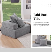 Loveseat Frame for Oversized Modular U Shaped Sectional Sofa, Spacious Foam-Filled Sofa Bed for Living Room, 48" L x 36" W x 24.5" H, Gray(m-8)