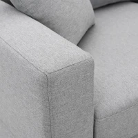 90" Modern L-Shape 5-Seat Sectional Sofa Set with Convertible Ottoman and 2 Pillows, Linen Fabric Couch, 90″ L x 60″ W x 32″ H, Grey(m-8)