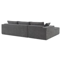 Minimalist Modular Sectional Sofa, Wrinkle-Resistant Chenille, L-Shaped Sleeper, No Assembly Required, 111.5" L x 72" W x 32" H, Gray(m-13)