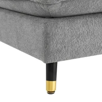 106" L-Shaped Convertible Tufted Sectional Sofa with 4-Seat, Adjustable Legs, Movable Ottoman for Living Room, 106″ L x 66.5″ W x 34″ H, Gray(m-11)