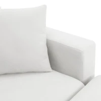 Modern L-Shaped 4-Seat Polyester Fabric Sectional Sofa Set with Convertible Ottoman and 2 Free Pillows, for Living Room, White(m-10)