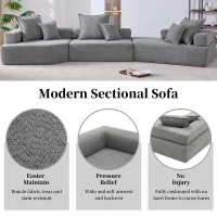 Oversized Modular Sectional Sofa with 3-Piece Free Combination, Convertible Sleeper Couch for Living Room, 156" L x 47.5" W x 24.5" H, Gray(m-5)