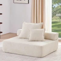 Loveseat Frame for Oversized Modular U Shaped Sectional Sofa, Spacious Foam-Filled Sofa Bed for Living Room, 48" L x 36" W x 24.5" H, Beige(m-1)