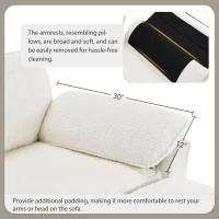 Convertible Sectional Sofa Bed Set with Ottoman, 4-Seat Loveseat for Living Room, Apartment, Office, 81″ L x 55″ W x 32″ H, White(m-7)