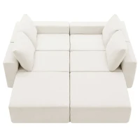 110" x 72" Luxury Chenille Upholstered Sleeper Sofa Bed, U-Shaped, Foam-Filled, No Assembly Required, 110″ L x 72″ W x 30″ H, Beige(m-13)