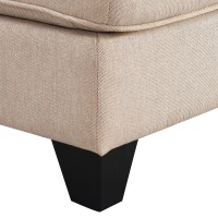 104.5" x 79" Modern L-Shaped 7-Seat Sectional Sofa with Chaise Lounge and Convertible Ottoman, Linen Fabric Couch for Living Room, Khaki(m-10)