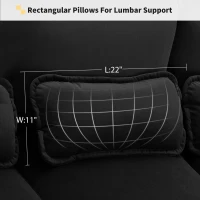 Modern U-Shaped 6-Seat Sectional Sofa with Chaise Lounge, Upholstered Sleeper Couch with Waist Pillows, 110″ L x 55″ W x 33″ H, Black(m-7)