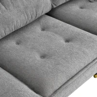 106" L-Shaped Convertible Tufted Sectional Sofa with 4-Seat, Adjustable Legs, Movable Ottoman for Living Room, 106″ L x 66.5″ W x 34″ H, Gray(m-10)