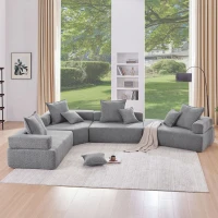 156" Oversized Modular U-Shaped Sectional Sofa with 4 Pieces Free Combination, Convertible Sleeper Couch for Living Room, Gray(m-9)
