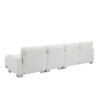 119" x 55" Modern Oversized Sectional Sofa with 2 Free Pillows and Chaise, L-Shaped 5-Seat Chenille Indoor Furniture for Living Room, White(m-13)