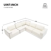 116" Modular L-Shaped Sectional Sofa with 5-Piece Free Combination, Luxury Foam-Filled Sleeper Sofa Bed, 116″ L x 116″ W x 30″ H, Beige(m-3)