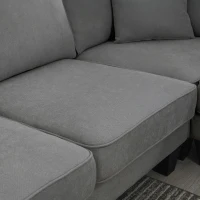 108" Modern U-Shaped 7-Seat Fabric Sectional Sofa Set with 3 Pillows, for Living Room, Apartment, 108″ L x 85.5″ W x 33.5″ H, Dark Grey(m-8)