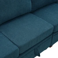 109" U-Shaped Chenille Modular Sectional Sofa with Adjustable Armrests and Backrests, 6-Seat Reversible Sofa, 109″ L x 55″ W x 33″ H, Blue(m-11)